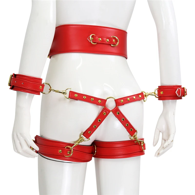 Leather BDSM Harness Woman Accessories Fetish Lingerie Body Bondage Gear Waist Thigh Restraints Cuffs Garter Sword Belt Sex Toys