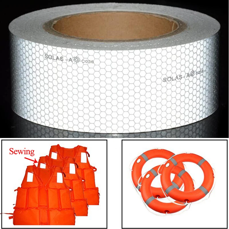 High Intensity Reflective SOLAS Tape 5CM Wide For Marine Emergency Sewn With On Life Rings Or Clothes