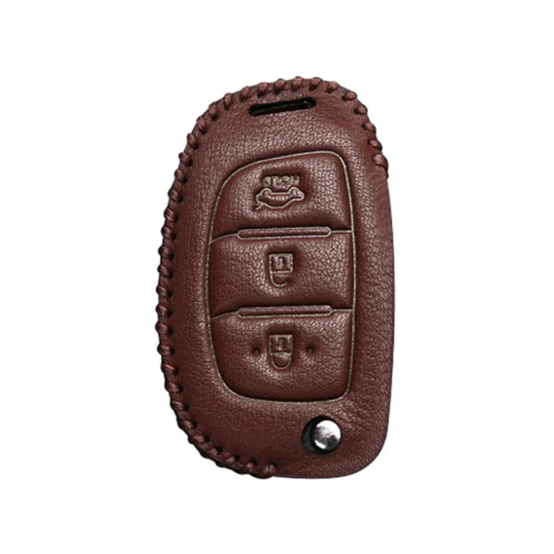 Leather Car Key Cover Case For Hyundai Solaris ix25 ix35 ix45 Santa Fe HB20 Verna Solaris Creta i10 i20 i30 Tucson 2019 2017