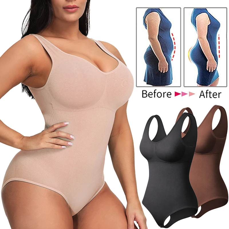 Shapewear Corset Bodysuit for Women Tummy Control Shapewear V-Neck Slimming Tank Tops Waist Trainer Full Body Shaper Underwear