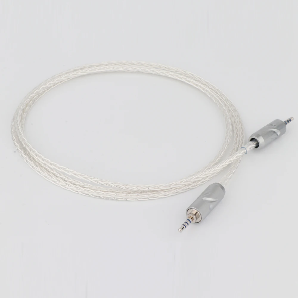 Fone de ouvido de áudio hifi prata pura 2.5mm a 2.5mm plugue balanceado cabo de áudio atualização fone de ouvido cabo de fio de celular