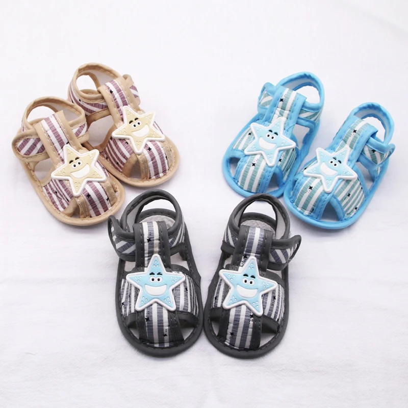 Newborn Cute Cotton Sandals Stripe Star soft sole Anti-slip Cotton Infant Toddler Soft Sole Shoes