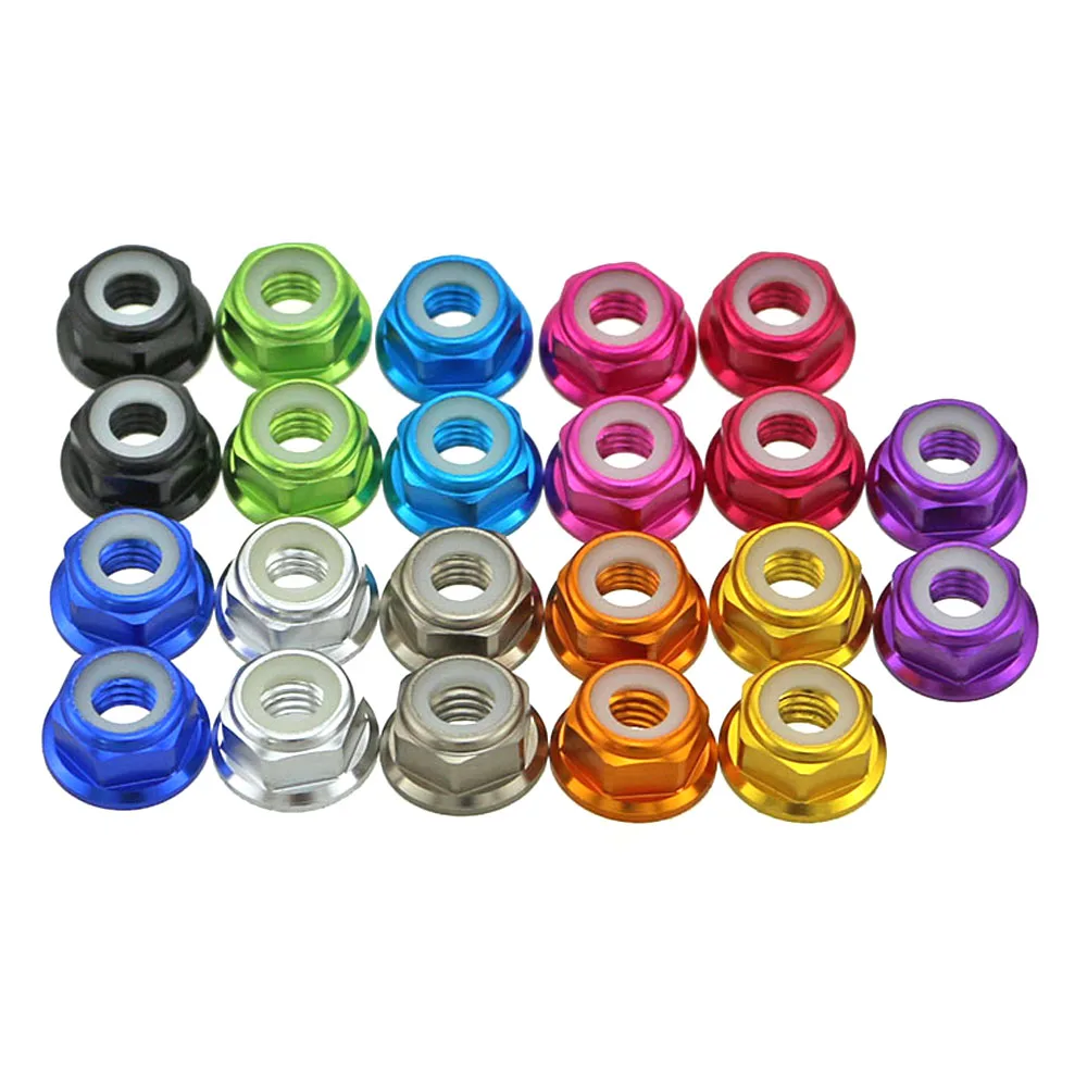 12Pcs M5  Aluminum Motor Screw Nuts Flange Nut CW Nylon Insert Self Lock for RC FPV Racing Drone 2204 2205 2306 Motor