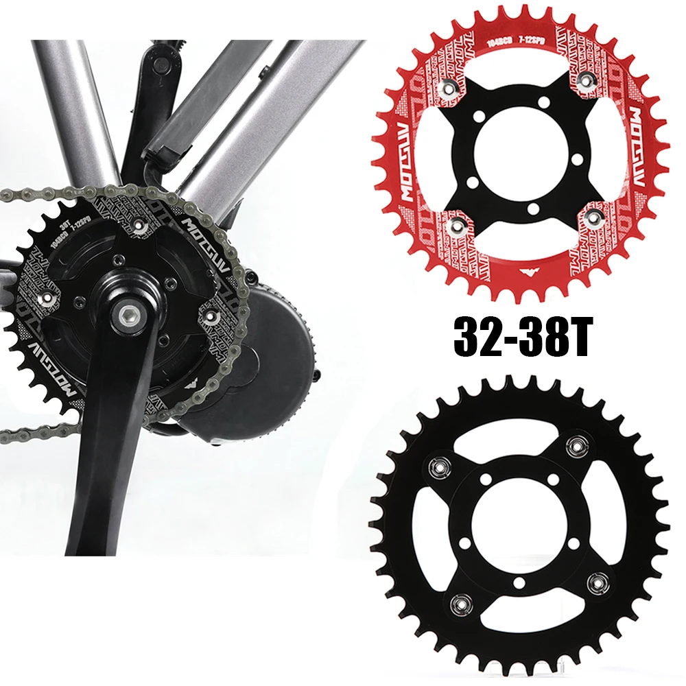 104BCD E-bike Chainring + Adapter For Bafang BBS01 BBS02 Mid Drive Motor Electric Bicycle Aluminum Alloy 32T 34T 36T 38T