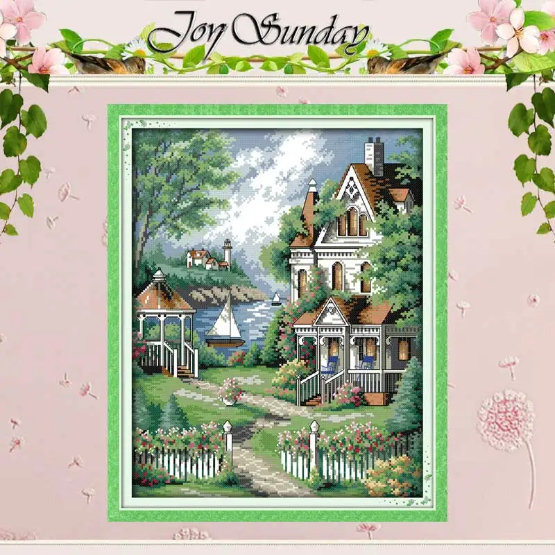 European-style Villa Patterns Counted Cross Stitch Set DIY 11CT 14CT 16CT Stamped DMC Cross-stitch Kit Embroidery Needlework