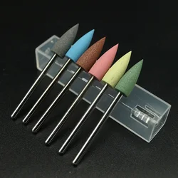 High quality 6pcs/lot Silicone polisher Taper nail drill bits for electric manicure machine smoothing and intial polishing