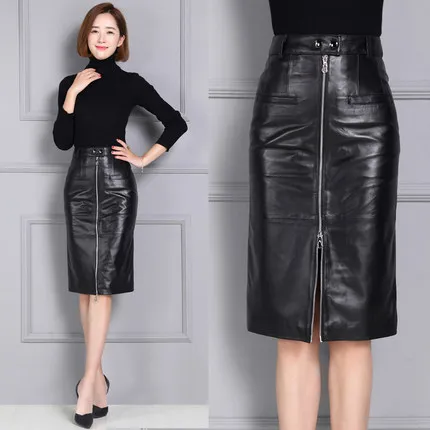 

Top brand Skirt Wrap Sheepskin Hip Leather Over knee leather Skirt K117 high quality