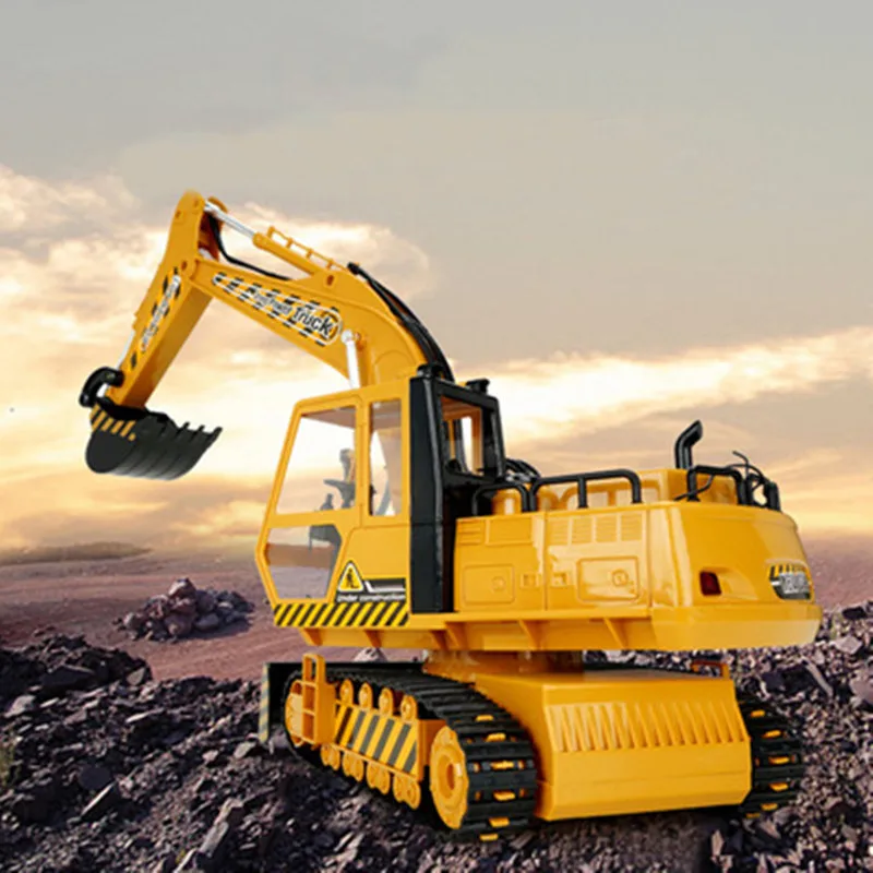 Simulation Sound Fernbedienung Bagger 680-Grad-Drehung Arbeitstisch FreeArms Extension Automatische Präsentation RC Truck Spielzeug