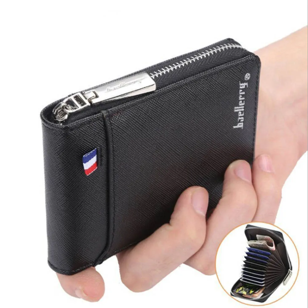 New Wallet Men's Short Small Multifunctional Hand Card Holder PU Business Zipper Purse Fashion High-quality Casual