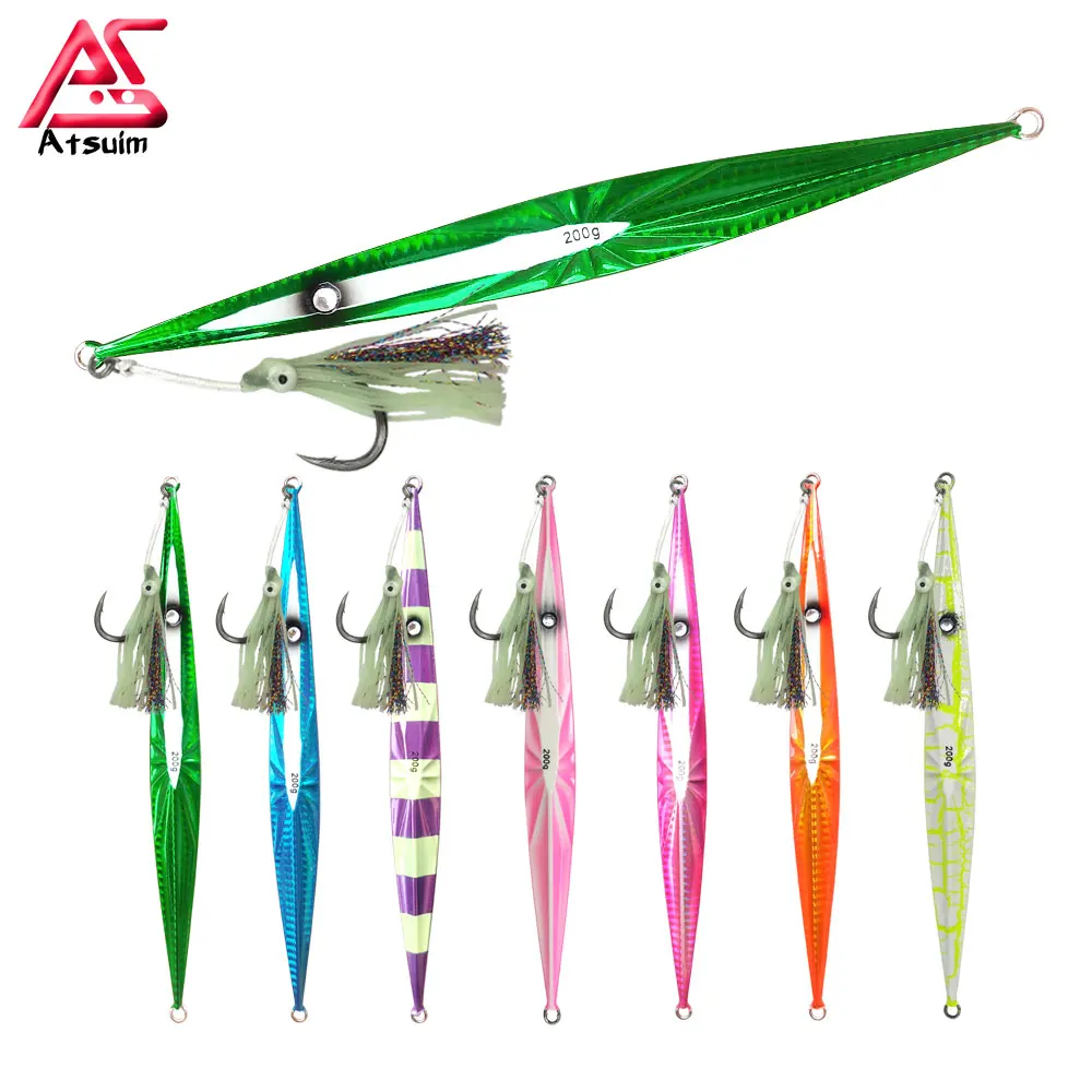 AS Pesca Fast Jig Lure Hooks Hard Bait 150g200g250g300g350g400g Fishing Metal Speed Sinking Glow Vertical Angler Leurre Tackle