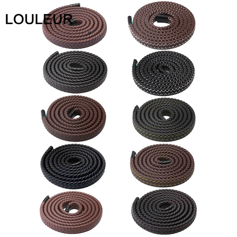 1m 12x6mm Braided  Leather Rope Punk Braided Leather Cord  Flat Braided Cord Rope Accessories Jewelry Findings Handmade Gift