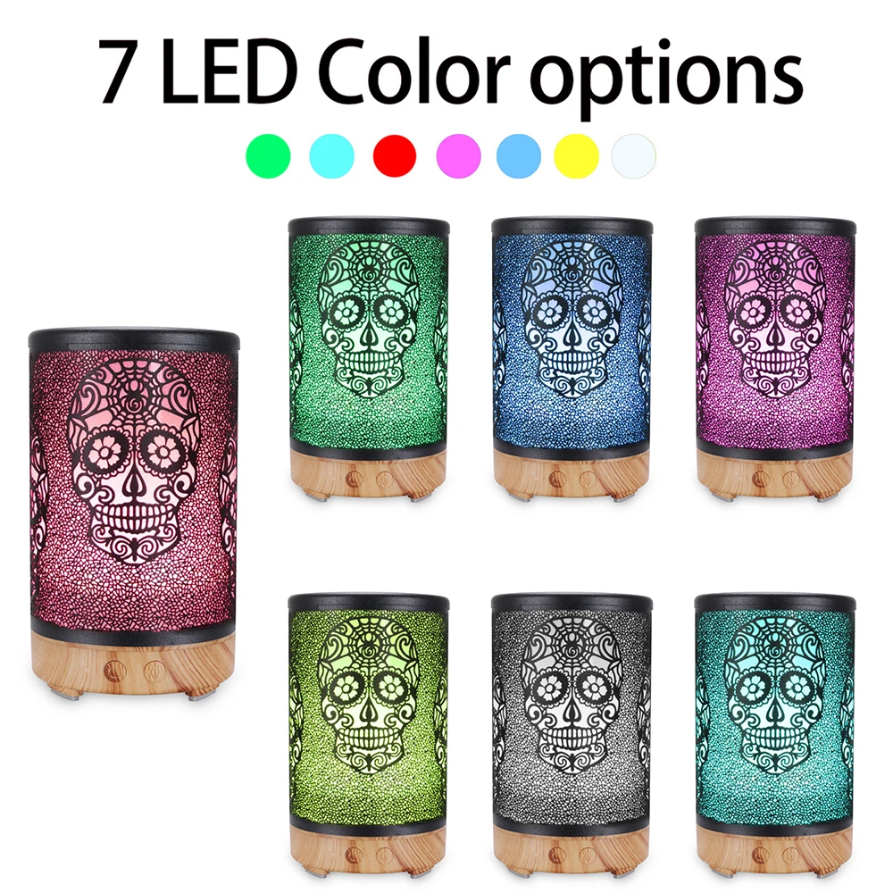 Creative Skeleton Essential Oil Diffuser Ultrasonic Air Aromatherapy Humidifier 7 Color LED Lamp For Home Office 100ML Diffusor