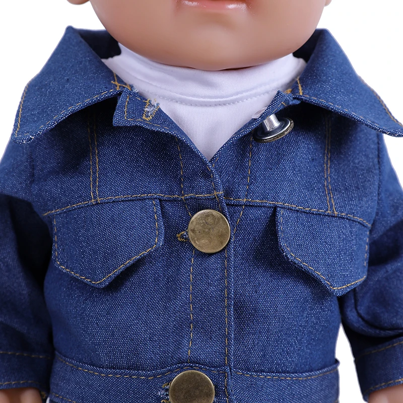 Vêtements de poupée 18 pouces, jupe + veste + T-shirt en Denim, costume de jeune homme à la mode pour bébé, cadeau pour fille, fournitures personnalisables