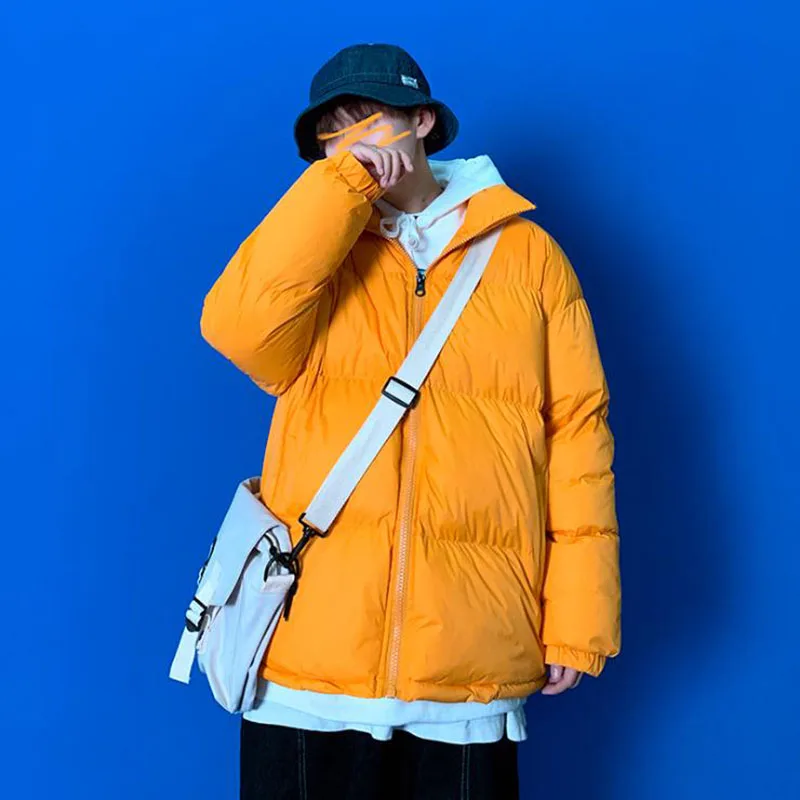 2021 mężczyźni kobiety Harajuku kolorowe warstwa bąbelkowa kurtka zimowa mężczyzna Streetwear Hip Hop Parka koreańskie ubrania zagęścić chleb kurtki