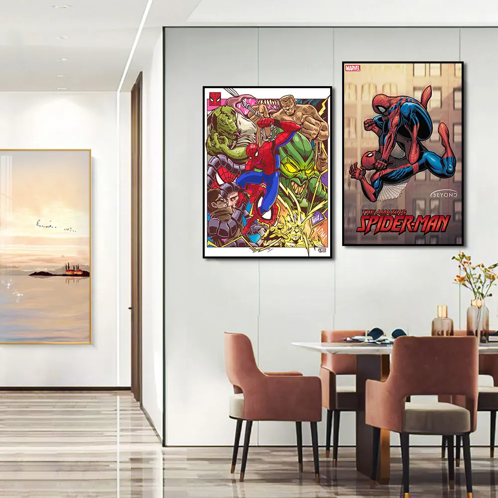 Spiderman No Way Home Poster Print Marvel Film Cartoon Figure Wall Art Disney Animation Canvas Paintings Picture Home Decoration