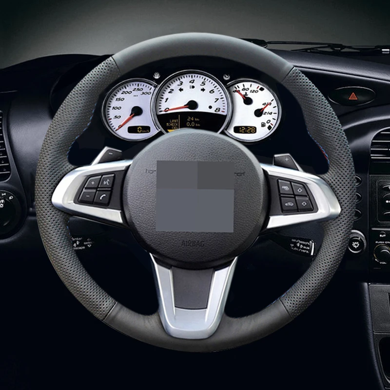 

Handsewing Black Genuine Leather Steering Wheel Covers For BMW Z4 2009- 2014 E83