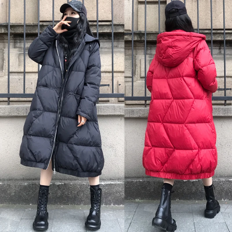 Women\'s Fluffy down coats Winter Literary retro Loosed warm duck down coat female oversized Hooded thick warm down parkas F2591