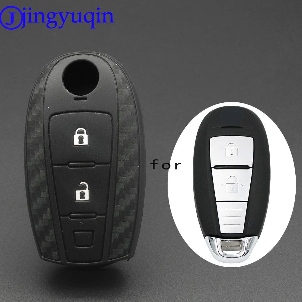 Jingyuqin 2b Kohle faser Silikon Auto Fernbedienung Schlüssel anhänger Shell Cover Fall für Suzuki Vitara Swift Ingis Kizashi SX4 Baleno Ertiga