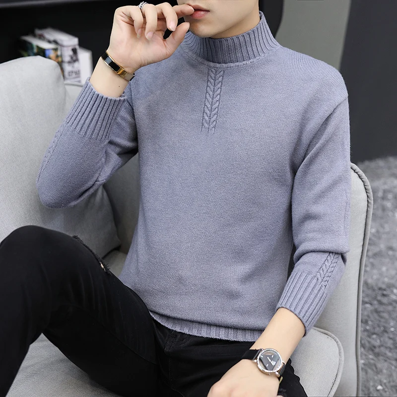 

2022 Winter Men Slim Fit Pullovers Sweater Man Fashion Solid Turtleneck Sweaters Mens Casual Warm Warm Trendy Sweaters 3XL