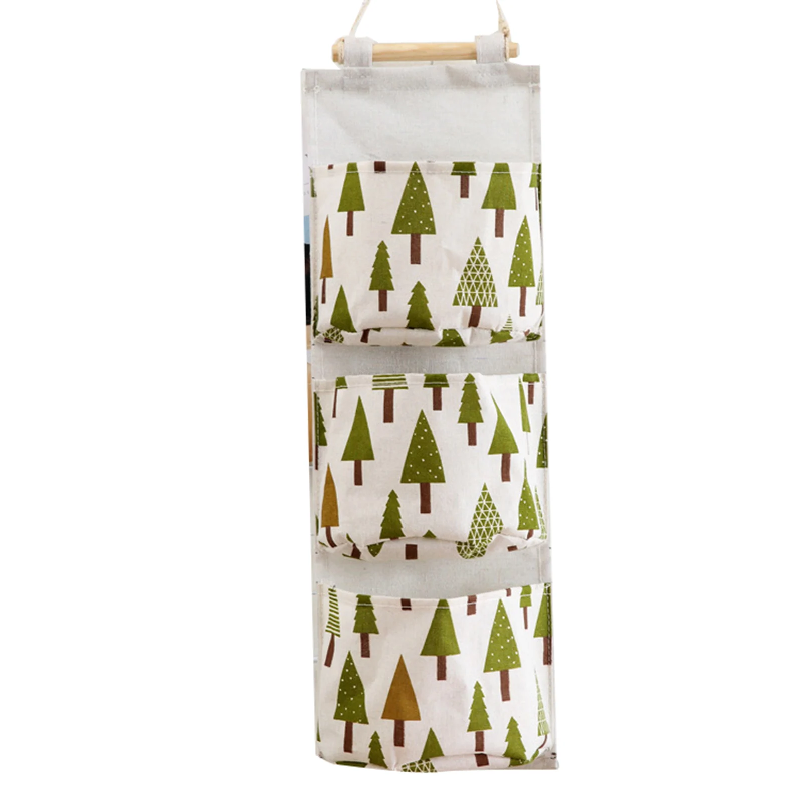 Wall Mounted Storage Bag with 3 Pockets Linen Fabric Waterproof Wall Door Closet Hanging Organizer for Bedroom Bathroom LBS
