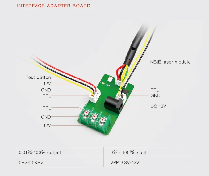 NEJE-kit de módulo láser N25410 para impresora 3d, máquina láser cnc, proyecto arduino, enrutador de madera ma