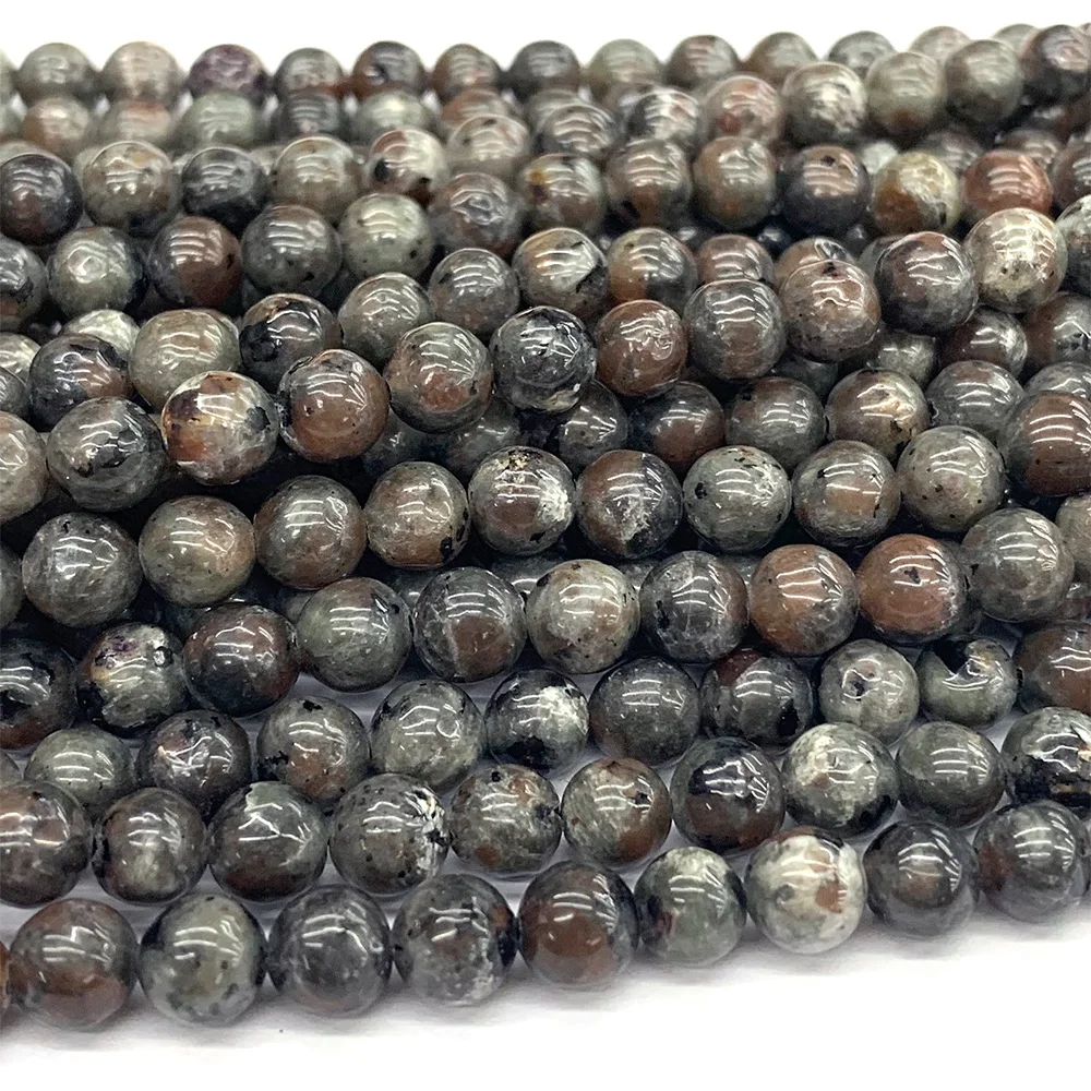 Veemake Natural Flame Stone Yooperlite Round Loose  Beads For Jewelry Making Gemstones DIY Necklace Bracelets Earrings 07369