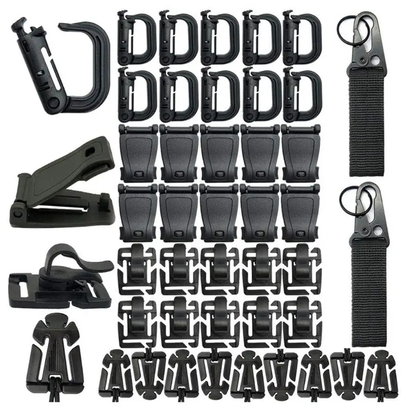 Cinturini in Nylon 42 pezzi con fibbia a sgancio rapido tattici Molle Clips Utility Strap 203B