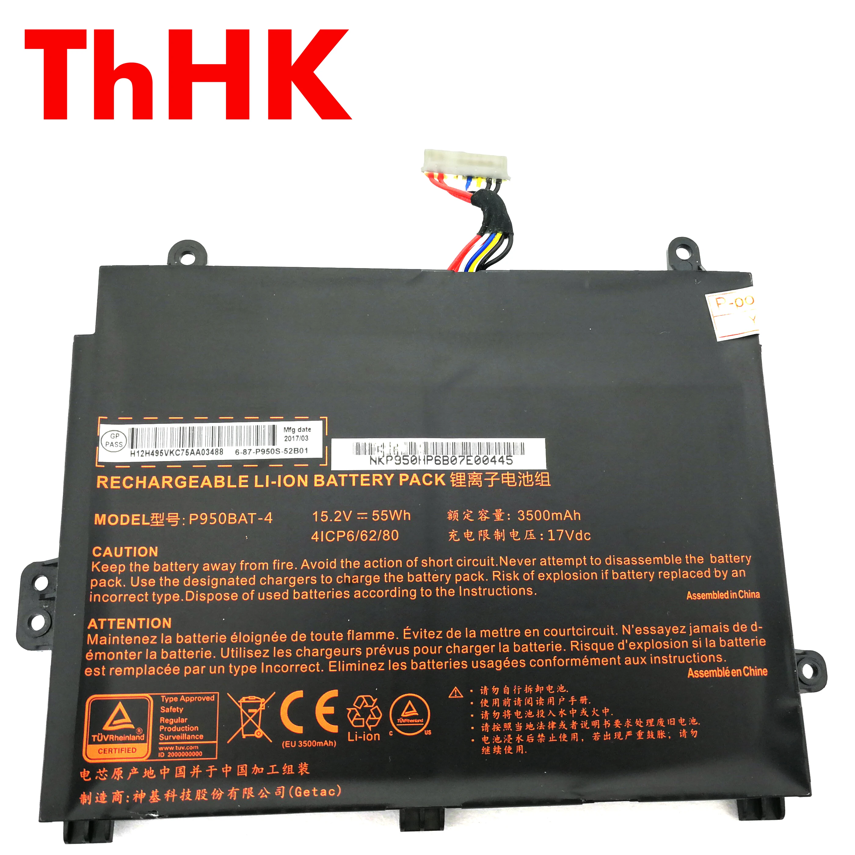 Genuine Original 6-87-P950S-52B01 P950BAT-4 Laptop Battery For Clevo P955EP6 P950KP6 P957HR Sager NP8953 NP8955 NP8952 NP8950