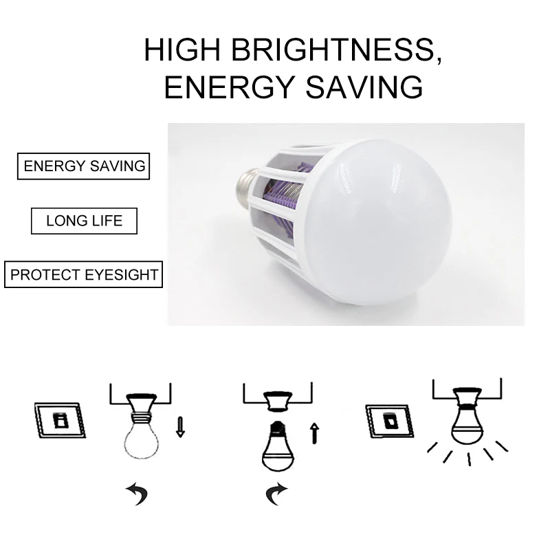 LED Mosquito Killer Bulb E27 LED Bulb For Domestic Lighting Bug Zapper Trap Lamp Insect Anti Mosquito Repellent Light Adapter