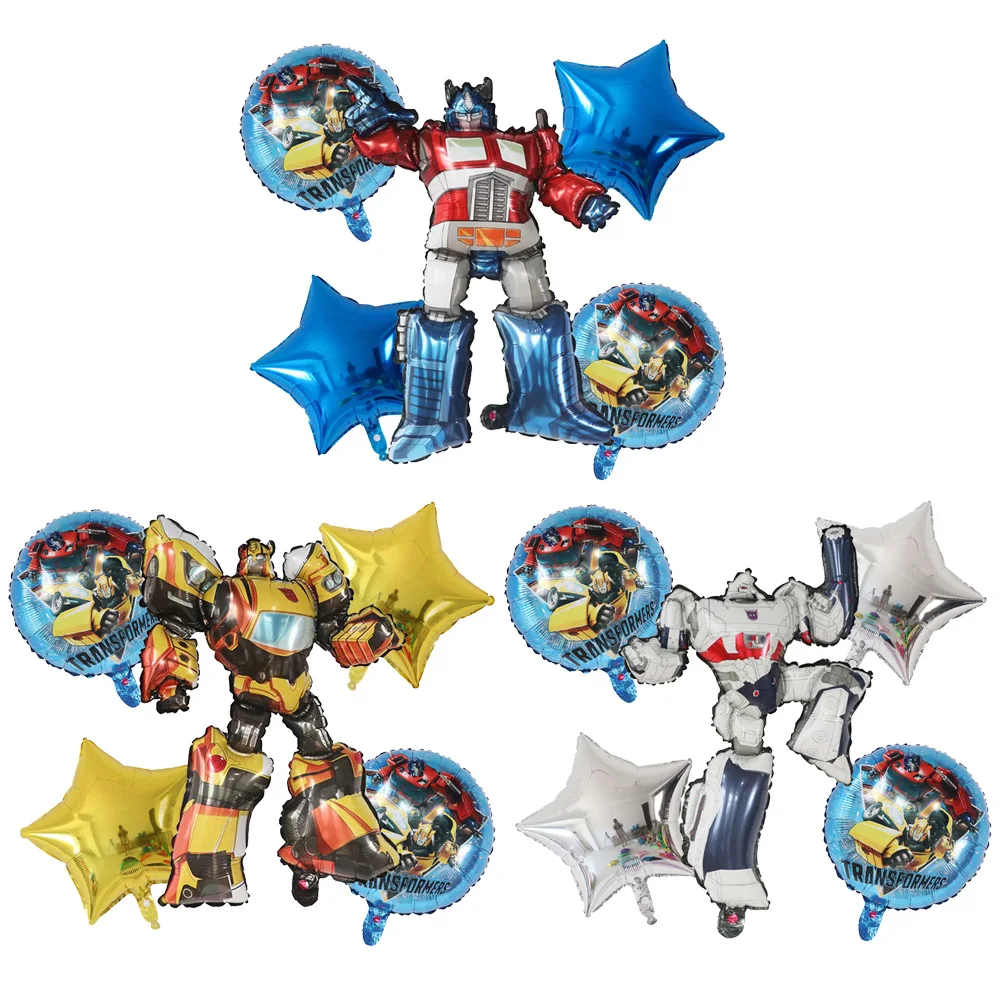 Transform Foil Balloons Black Red Yellow Bee Latex Ballons Robot Car Party Happy Birthday Banner Decoration Boys Kids Cars Toy