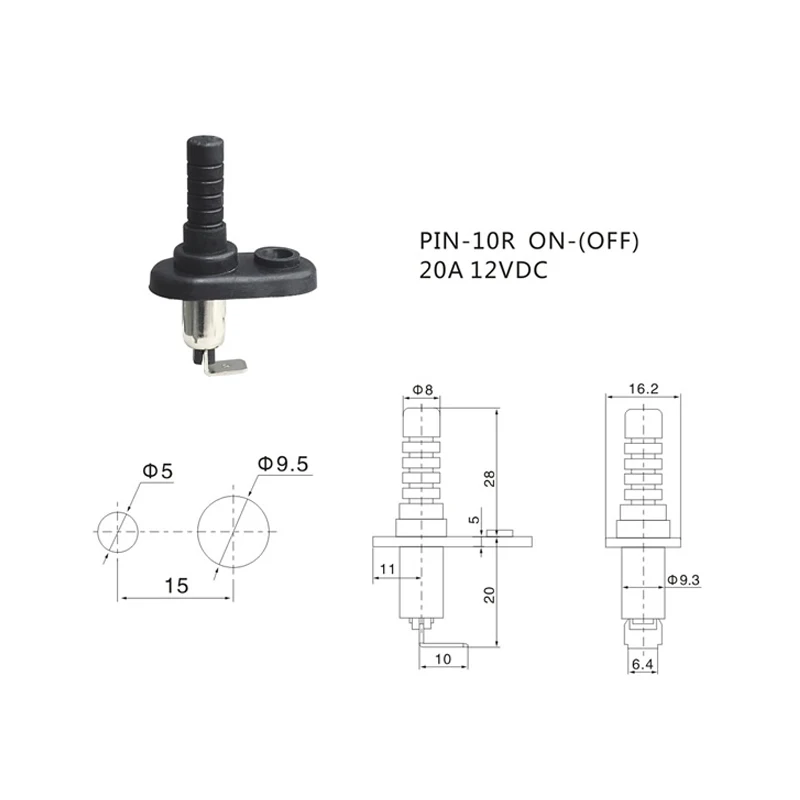 Universal Adjustable Car Engine Truck Boat Light Hood Door Alarm Bonnet Switch 12V Pin Plastic and Metal