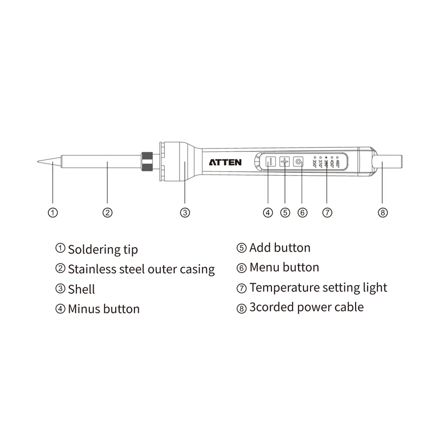 ATTEN 220V Electric Soldering Iron Station LED Digital Display Temperature Adjustable ST-2080 ST-2150D ST-2065 SA-50