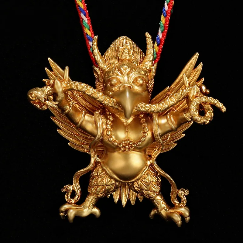 Mini Kupfer Messing Dharma FaQi Garuda Anhänger Wächter Supara Große Goldene-Winged Peng Vögel Amulett Unisex