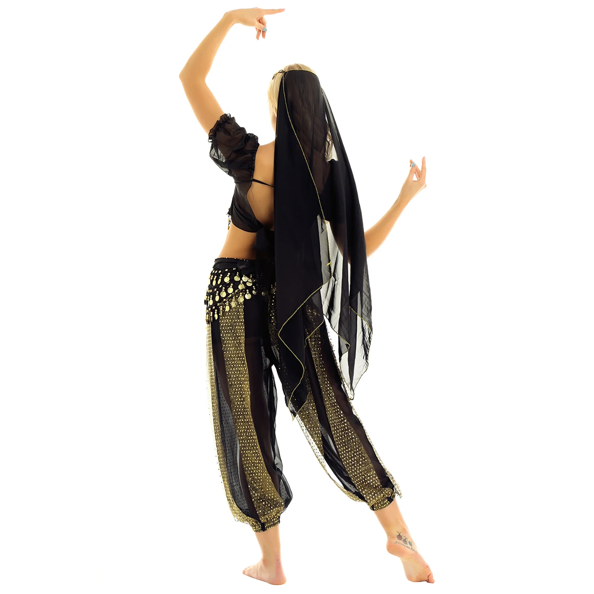 Women Belly Dance Costume Tank Top with Harem Pants Hip Scarf Halloween Carnival India Arabian Stage Performance Dance Outfits