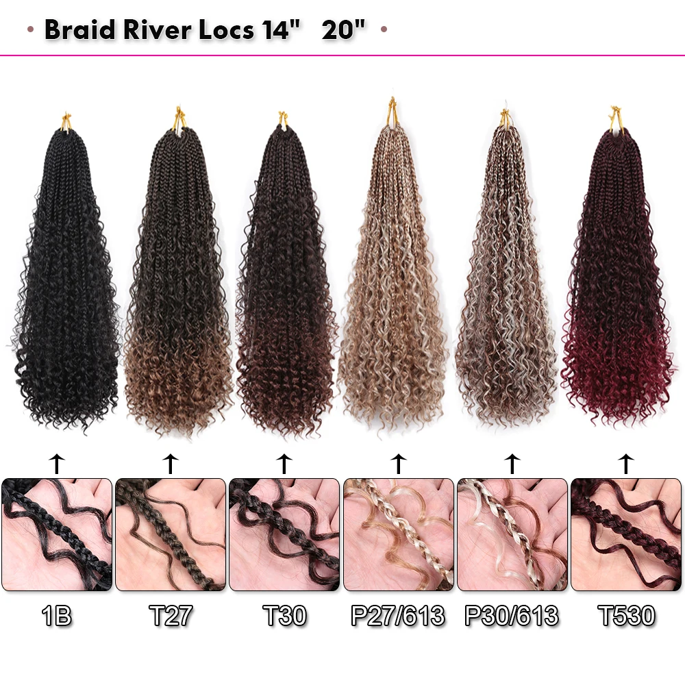 Goddess Box Braids Crochet Hair Fake Braid River Loc Bohomian Prelooped Synthetic Curly African Hair Extensions Hair Expo City