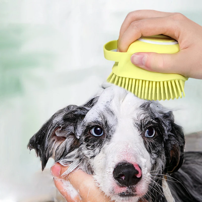 Pet Dog Shampoo Massager Brush Cat Massage Comb Grooming Scrubber Shower Brush for Bathing Hair Soft Clean Silicone Brushes