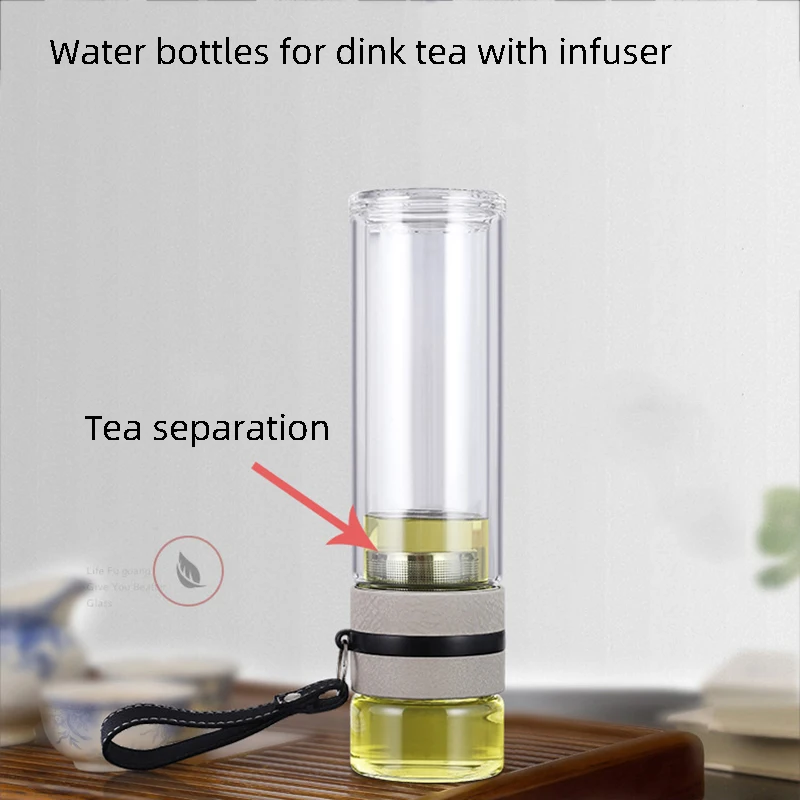 500ML Glass Water Bottles For Drink Tea With Infuser Double Wall Bottle For Water Brief Portable Outdoor ST195