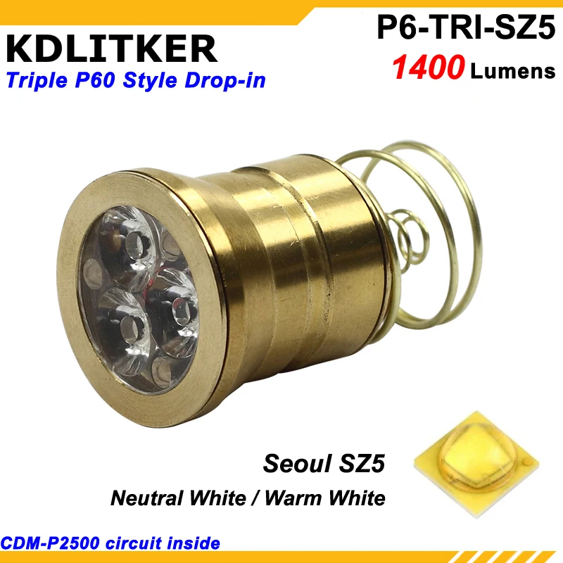 kdlitker p6 tri triplo cree xp e2 vermelho 620nm 5 modo de 800 lumens v 9 v cor p60 gota no modulo dia 265 mm 01