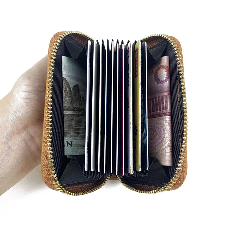 Portefeuille en cuir véritable pour hommes et femmes, porte-monnaie à fermeture éclair, porte-cartes, première couche, peau de vache, huile d'avertissement, mini pochette, 2021