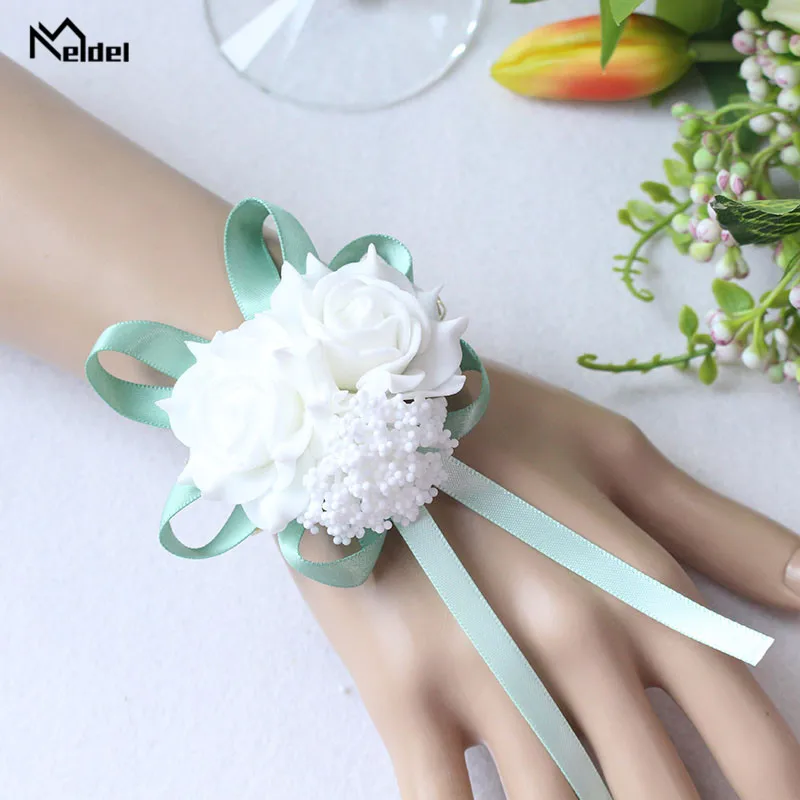 Meldel Wrist Corsage Bracelet Flower Bride Wedding Bracelet Bridesmaid Sisters Hand Flowers Artificial Wedding Planner Flower