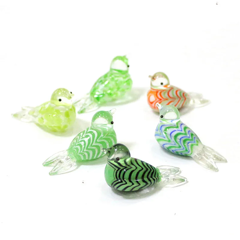 Wholesale Custom Handmade Glass Bird Miniature Figurines Japanese Style Cute Tiny Animal Craft Ornaments Home Fairy Garden Decor