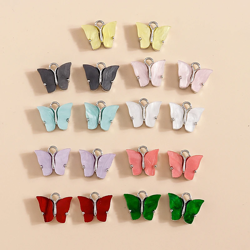 Leslie 10 stücke 12x10mm harz tier schmetterling charms für ohrringe diy handgemachte schmuck zubehör – Detail 4