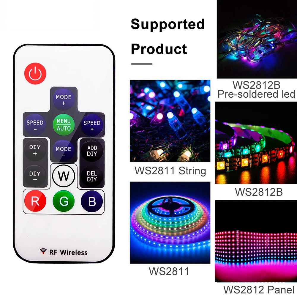 DC5-24V 14Key Controller Mini Smart DIY RF Wireless Remote For 3Pin RGB Individually Addressable Led Strip 358 Full Color Mode