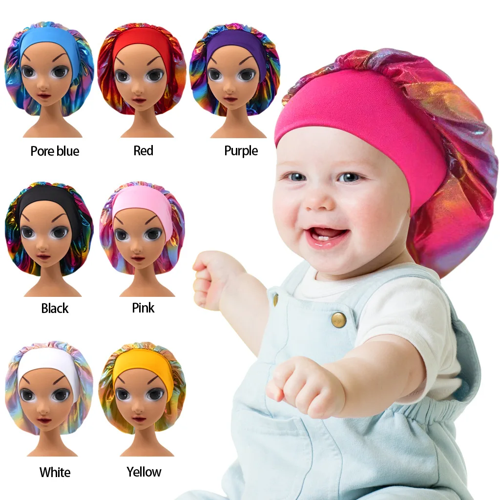 Wholesale Low Price 8 Colors Baby Sleep Hat Bonnet Plain Laser Hair Bonnets Hat For Kids