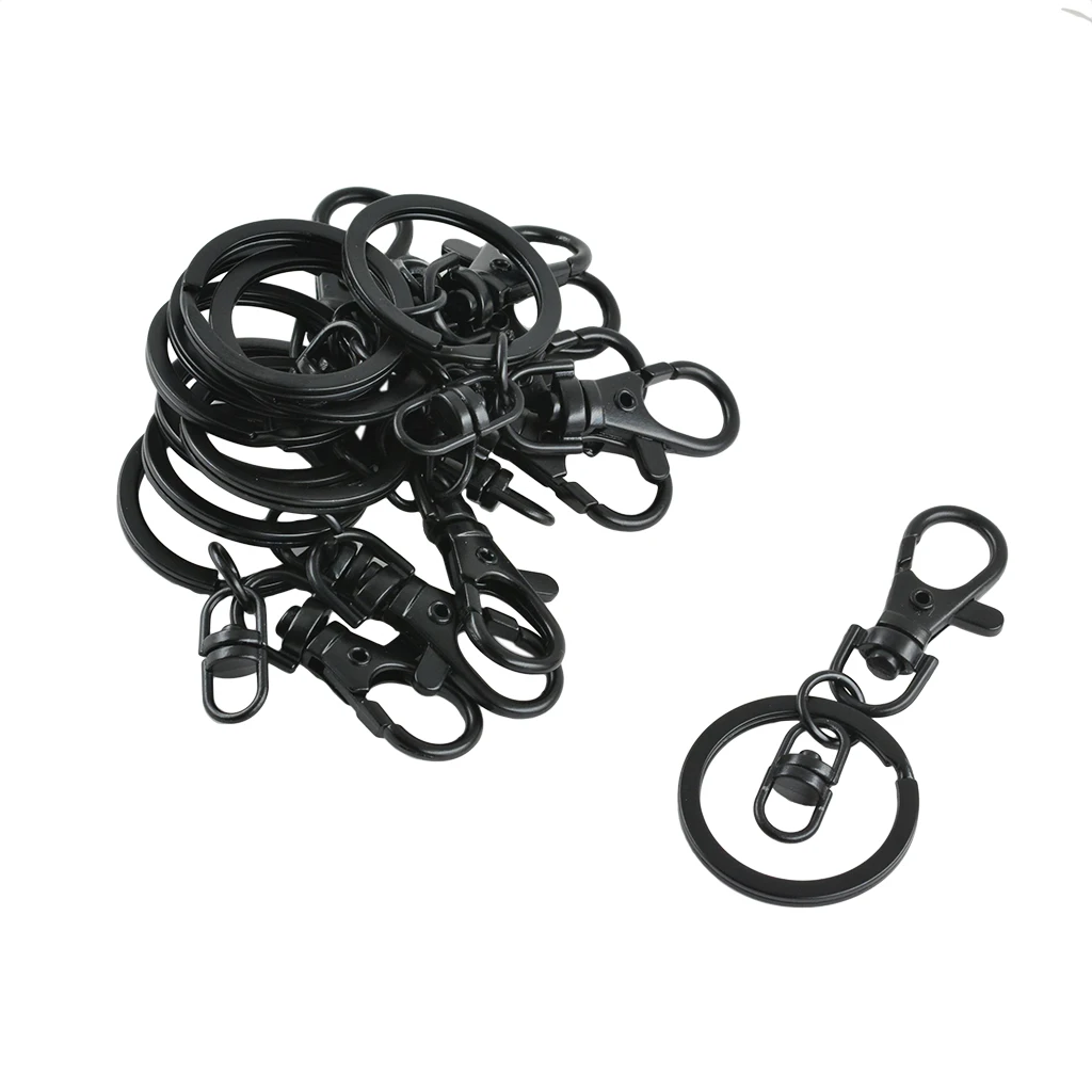 10 sets wholesale matte black 30mm Split Key Ring Lobster CLAW Clasp swivel  connector keychian DIY supplies