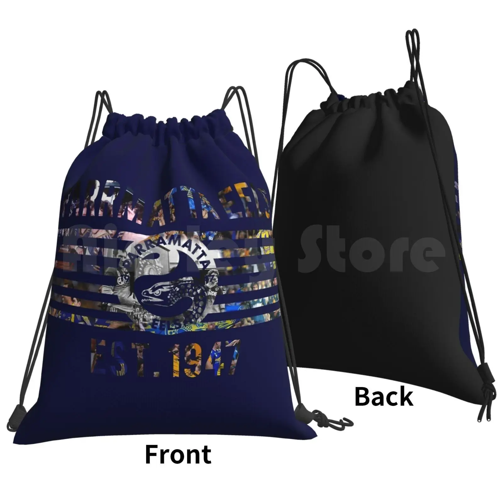 Parramatta Eels-Nrl Backpack Drawstring Bags Gym Bag Waterproof Parramatta Eels Parramatta Eels Blue And Gold Blue Gold