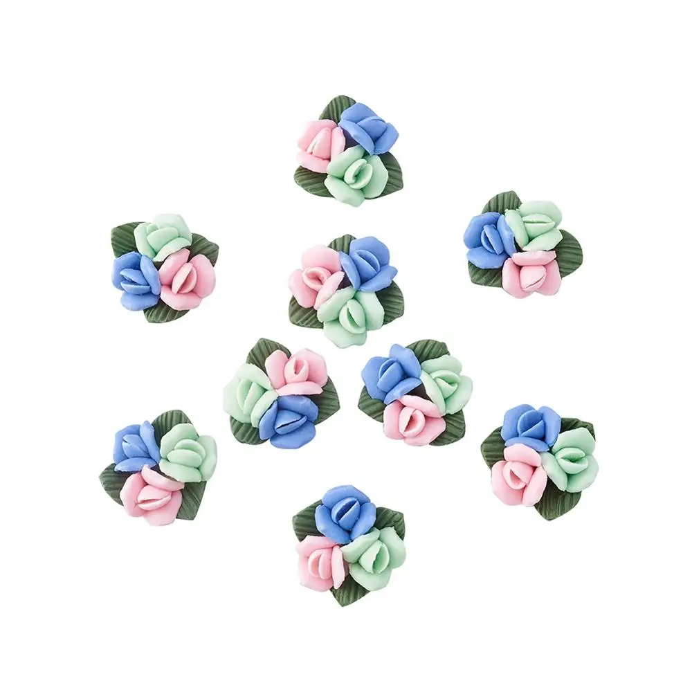 

50pcs Handmade Porcelain Cabochons Chinese Clay Beads Flower DIY Jewelry Accessories Findings Handicrafts Supplies 3 style-size