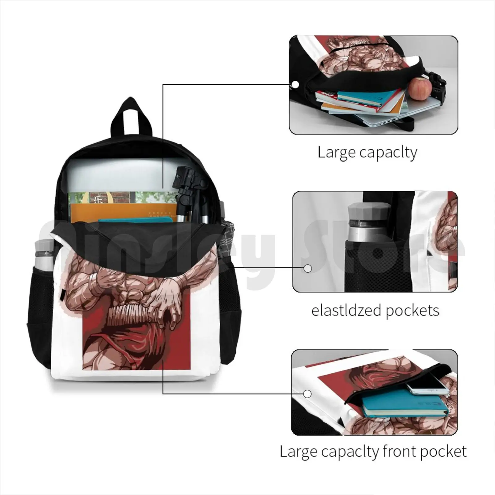 Baki Hanma Outdoor Hiking Backpack Riding Climbing Sports Bag Baki Boxing Thai Netflix Anime Manga Baki Hanma Hanma Martial Art