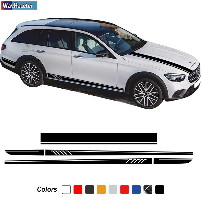 3 Pcs Car Hood Decal Side Stripes Skirt Sticker For Mercedes Benz E Class S213 W213 A238 C238 E63 S AMG E43 E53 2021 Accessories