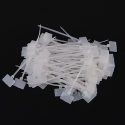 White 100Pc Nylon Self-Locking Label Tie Network Cable Marker Cord Wire Strap Zip Zip Ties Write Wire Power Cable Label Mark Tag